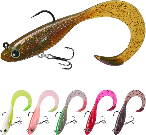 Vista 20 de TRUSCEND Duramax Pre-Rigged Fishing Lures with BKK Jig Hooks, 10X Tear-Resistant TPE Soft Swimbaits for Bass Striper Trout Crappie Walleye Grouper