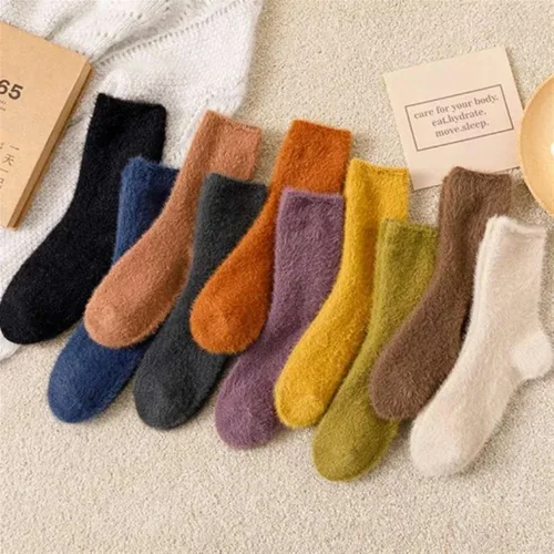 Vista 3 de TRENIS Ventilation Solid Socks Comfortable Socks Winter Warm Fluffy Bed Socks