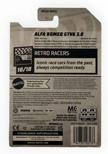 Vista 2 de Hot Wheels Alfa Romeo GTV6 3.0, Retro Racers 10/10 [rojo] 185/250