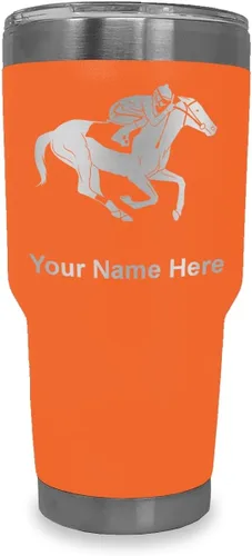 Vista 19 de LaserGram Vaso aislado al vacío de 20 onzas, carreras de caballos, grabado personalizado incluido (negro)