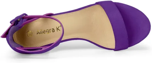 Vista 4 de Allegra K Sandalias de tacón bajo con correa de tobillo para mujer