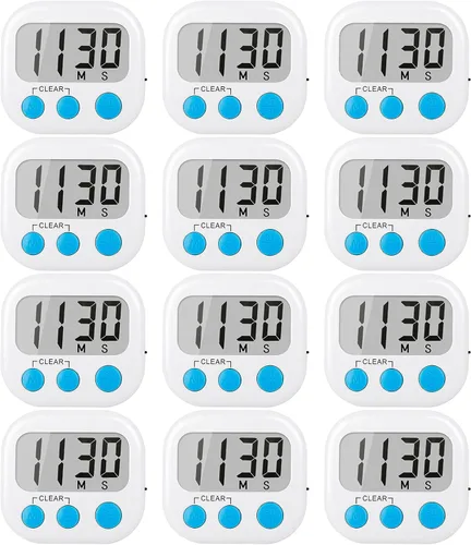 Vista 15 de Paquete de 2 temporizadores de cocina con anillo ruidoso, temporizadores digitales para cocinar magnéticos, color azul