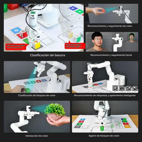 Vista 9 de Yahboom Jetson Nano - Brazo robot colaborativo de 4 GB ROS programable OpenCV para ingenieros mecánicos, 7Dof con pinza adaptativa