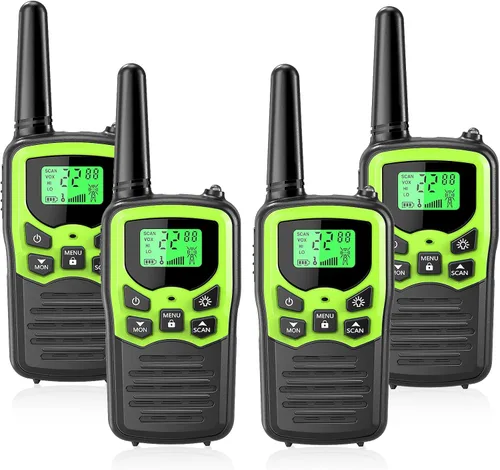 Vista 12 de Walkie Talkies, Walkie talkies de largo alcance MOICO para adultos con 22 canales FRS, walkie talkie familiar con linterna LED, pantalla LCD VOX