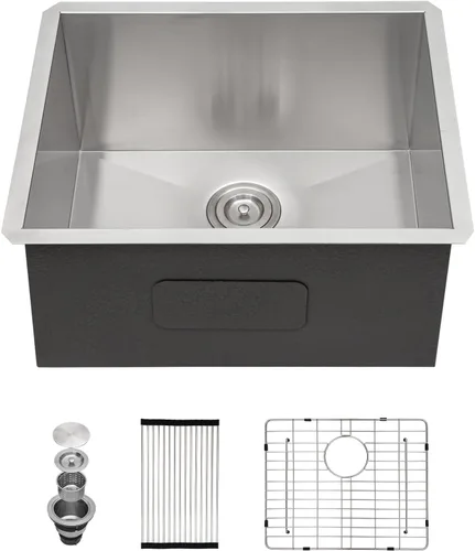 Vista 12 de Mocoloo Fregadero de barra bajo encimera de 13 pulgadas color negro plomizo – Fregadero de cocina pequeño de acero inoxidable T304 de 13 x 15