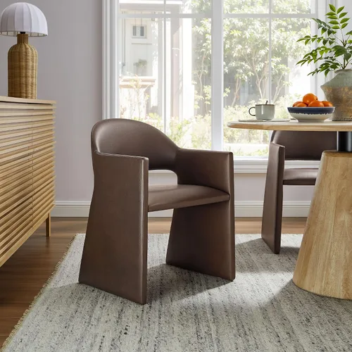Vista 2 de Modway Talia - Sillón de comedor de cuero vegano en color espresso