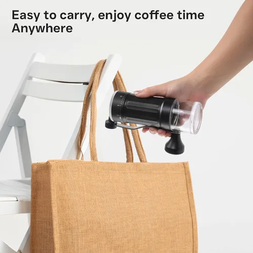 Vista 6 de Mini molinillo de café manual, 40 ajustes ajustables, molinillo de mano portátil con capacidad de 1.06 oz, rebaba cónica para expreso, verter
