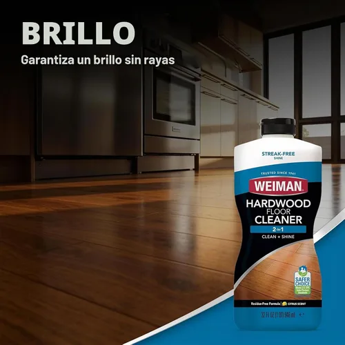 Vista 6 de Weiman Limpiador de madera dura para pisos de madera dura terminados, pisos de ingeniería, laminado - resultados sin rayas, certificado EPA Safer