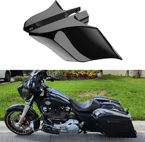 Vista 52 de Stock de EE. UU. Advanblack Denim Negro con Raya Roja Media Pinstripe Laterales Estiras Cubiertas Paneles Extendidos Para Harley Touring Street