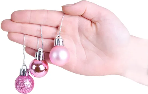 Vista 4 de Christmas Concepts® Juego de 25 mini bolas para árbol de Navidad - 25 mm - Adornos colgantes decorados con acabado brillante, mate y purpurina