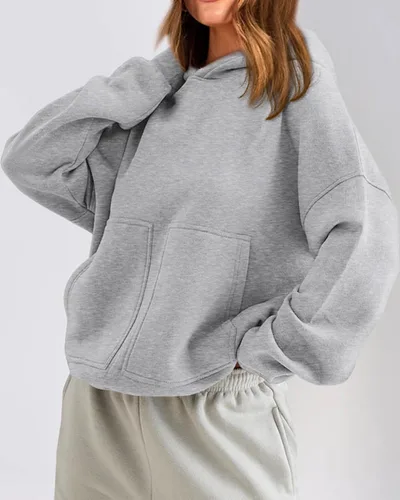 Vista 9 de KIRUNDO Sudaderas con capucha de gran tamaño para mujer, sudaderas casuales de manga larga de forro polar con capucha para otoño 2023