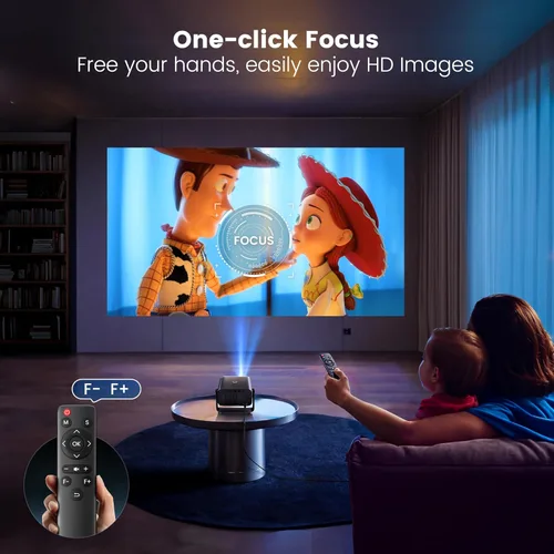 Vista 4 de Proyector con WiFi y Bluetooth - Mini Proyector de Tiro Corto [Soporte Ajustable de 145° y Enfoque Eléctrico y Auto Keystone Zoom 50%] PUTRIMS