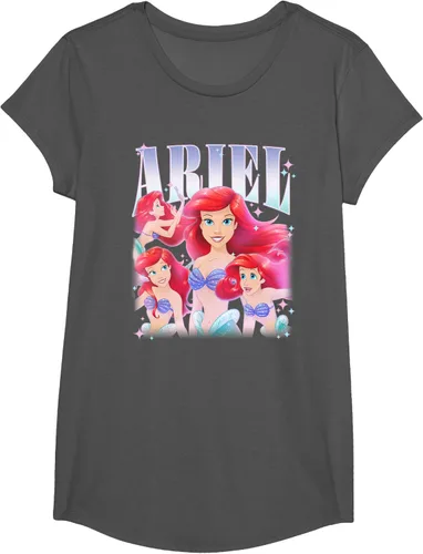 Vista 33 de Disney Camiseta de la princesa Ariel de la Sirenita Multi Pose, Negro