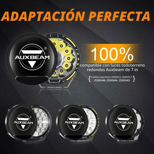 Vista 4 de Auxbeam Cubiertas protectoras negras de 7 pulgadas, protector de luz redondo para todo terreno, cumple con Street Road, tapa de lente de 7 pulgadas