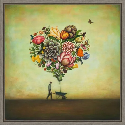Vista 10 de Amanti Art Lienzo enmarcado para pared, diseño botánico de corazón grande de 16 x 16 pulgadas, por Duy Huynh, lienzo enmarcado para pared, obras