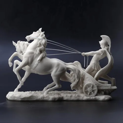 Vista 4 de Veronese Design Centurión romano de 10 1/4 pulgadas en dos caballos carro estatua de resina mármol acabado blanco