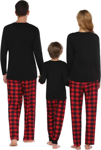 Vista 2 de Ekouaer Juego de pijamas de Navidad para familia a juego, para niños y niñas, para hombre y mujer, ropa de dormir de vacaciones PJ Sets, pijama