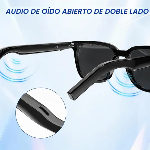 Vista 7 de Lentes inteligentes – Lentes de sol con Bluetooth fotocromáticos y anti luz azul, protección UV, llamadas manos libres y audio, asistente de voz