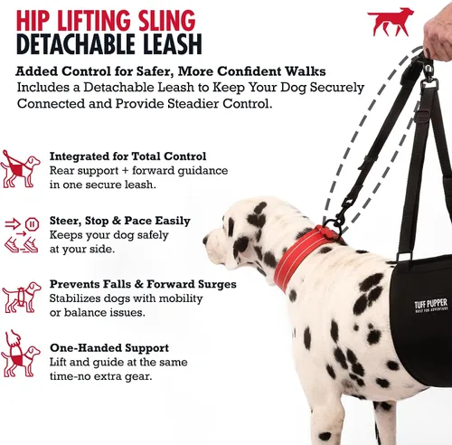 Vista 3 de Tuff Pupper Arnés de cadera para perros Soporte de elevación trasera para perros mayores y lesionados Ayuda de movilidad ajustable Mango