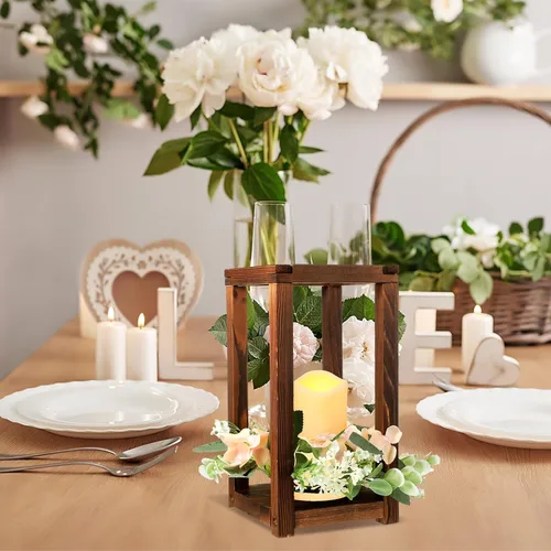 Vista 3 de Hushee Juego de 30 velas de madera para centros de mesa de boda, color Marrón