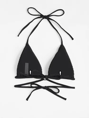 Vista 3 de OYOANGLE Top de bikini triangular para mujer, con lazo cruzado en la espalda