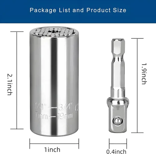 Vista 7 de [2PCS] Llave de vaso universal súper para estándar 1/4'' - 3/4'', 7mm-19mm métrico, llave de vaso ajustable multifunción con llave de trinquete, kit