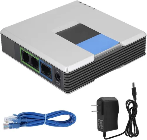 Vista 3 de Puerta de enlace VoIP desbloqueada, adaptador de teléfono de Internet PAP2T con 2 puertos para fax de soporte de voz sobre IP y voz múltiple