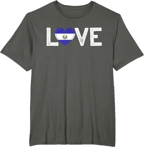 Vista 7 de Camiseta de regalo con la bandera de El Salvador LOVE, Negro, S