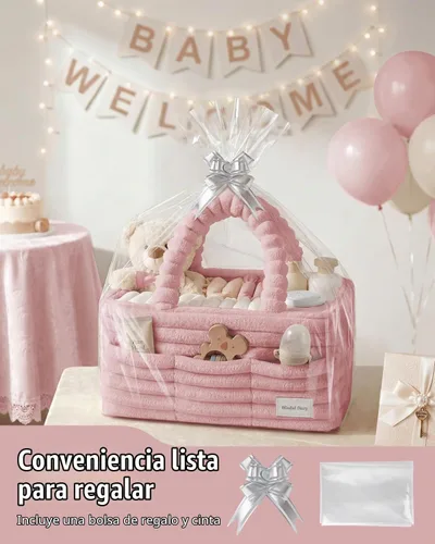 Vista 7 de Blissful Diary Organizador de pañales de franela y embalaje de regalo, rosa Rosa rubor