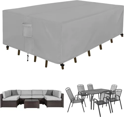Vista 9 de Easy-Going Funda rectangular para muebles de patio, impermeable, para mesa de comedor y silla, anti-UV, juego de fundas de sofá seccional exterior