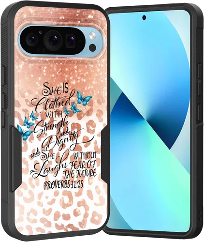 Vista 122 de Funda para Pixel 6A, Híbrida de Doble Capa de Servicio Pesado Resistente a Prueba de Golpes PC Duro + Funda Protectora de Silicona Suave para Google