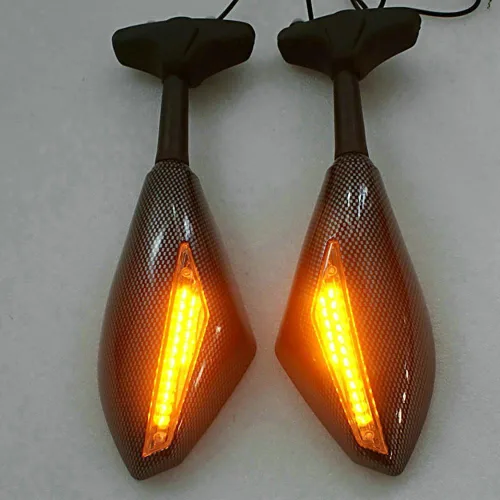 Vista 2 de Yibid Espejos laterales integrados para motocicleta con luz intermitente LED compatibles con Kawaski ZRX 1200S, ZZR1200, ZX-6R, 636, 6RR 1998-2006