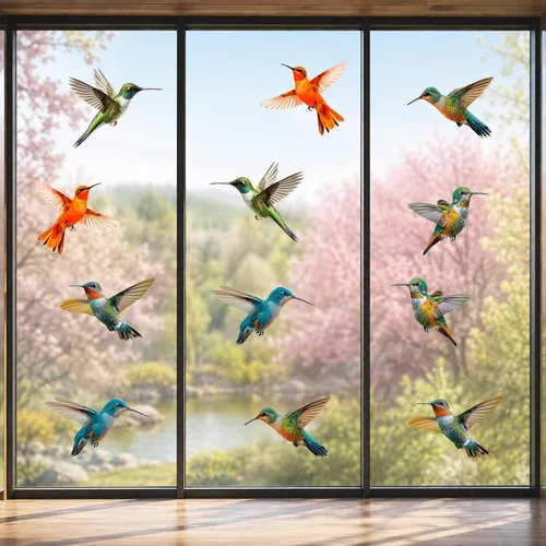 Vista 14 de Calcomanías anticolisión para ventanas con forma de pájaro, adhesivos para puertas de vidrio para proteger y evitar golpes de pájaros (negro)