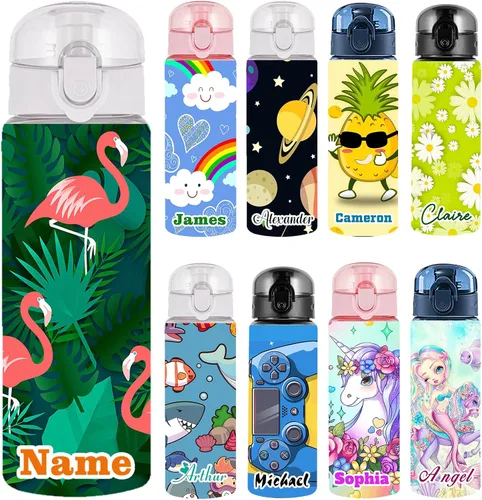 Vista 10 de Botellas de agua personalizadas con tapa, botella personalizada de 26 onzas con nombre, botellas de agua de plástico personalizadas, a prueba