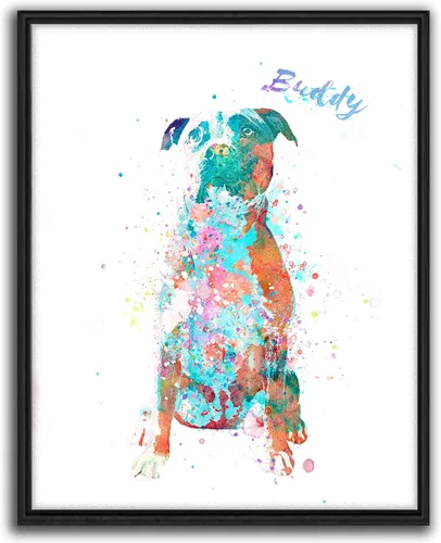 Vista 20 de Personal-Prints Regalo de arte personalizado para pared de perro, impresión artística moderna personalizada única de estilo acuarela La raza