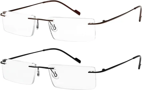 Vista 5 de Success Eyewear Reading Glasses 2 Pair Rimless Ultra Lightweight Readers for Men and Women