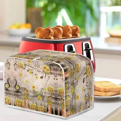 Vista 4 de Fundas decorativas para tostadora de notas musicales otoñales de 2 rebanadas para electrodomésticos de cocina pequeños, cubierta reversible