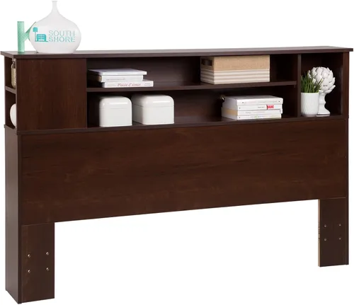 Vista 3 de South Shore, cabezal, armazón biblioteca Vito Collection Queen, 60 pulgadas, color chocolate, Madera, Sumptuous Cherry