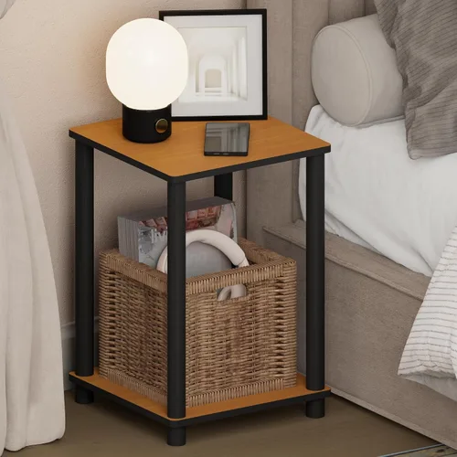 Vista 8 de Furinno Turn-N-Tube Night Stand, 2-Tier Open Shelf Design Nightstand, Toolless Square Bedside Table, End Table, Side Table, for Bedroom, Closet