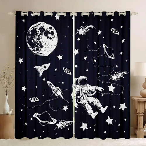 Vista 9 de Feelyou Cortinas de lago para dormitorio, sala de estar para niños, decoración de casa de lago, cortinas opacas (2 paneles, 38 x 45 pulgadas), Multi