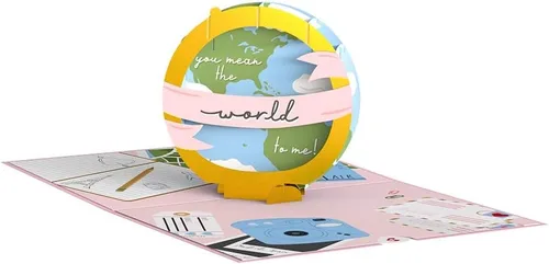 Vista 2 de Lovepop Tarjeta de felicitación de amor para ella, él – 3D San Valentín, tarjetas emergentes de aniversario – You Mean the World to Me – 5 x 7