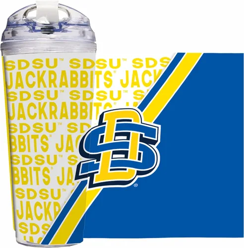 Vista 105 de Rico Industries Taza acrílica NCAA estándar de 24 onzas con tapa con bisagra, taza de doble pared oficialmente licenciada con pajita