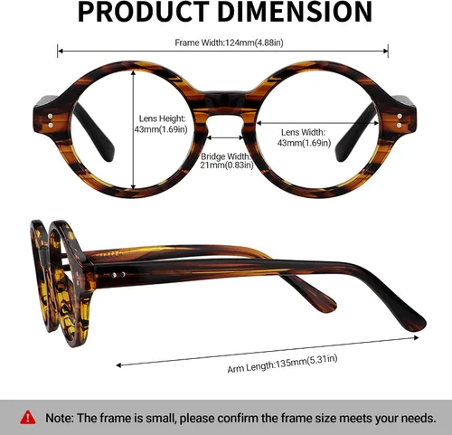 Vista 7 de Zeelool Unisex Retro Acetato Redondo Gafas Marco Con Lente Transparente Giggs FA0249