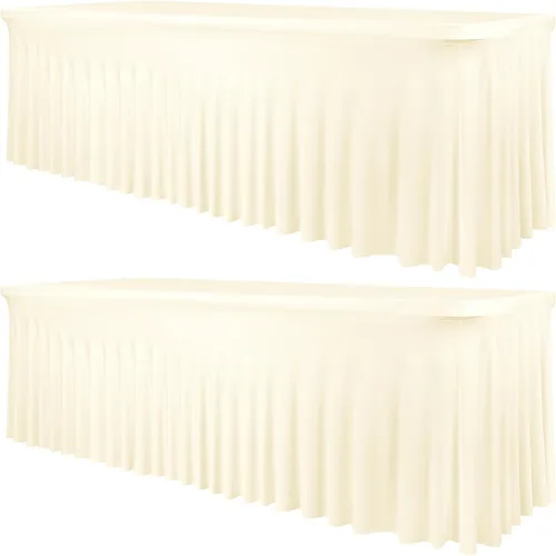 Vista 18 de fani Paquete de 2 faldas de mesa elásticas negras para mesa rectangular de 6 pies, manteles elásticos de elastano lavables con falda, mantel