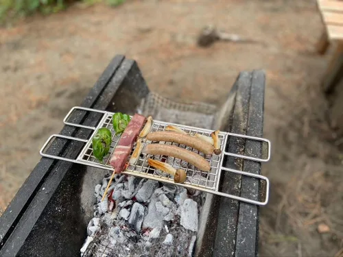 Vista 4 de CAMPINGMOON - Rejillas de cocina de acero inoxidable 304 para estufa de camping, parrilla de fogata, fuego abierto
