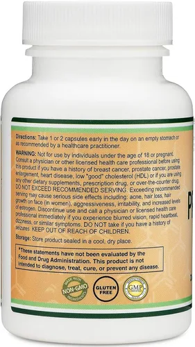 Vista 4 de Pregnenolona 100 mg por porción (convertida a progesterona para aumentar los niveles de progesterona) - Testado por terceros - 120 cápsulas