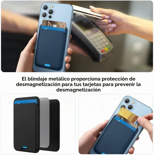 Vista 6 de Cartera magnética iLodn compatible con MagSafe para iPhone 17 16 15 14 13 12 Pro Max Air Plus, tarjetero Mag 3 Safe adhesivo para accesorios