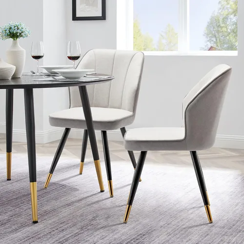 Vista 3 de Juego de 2 sillas de comedor, modernas sillas de comedor tapizadas sin brazos para cocina, comedor, escritorio, sillas laterales con patas de metal