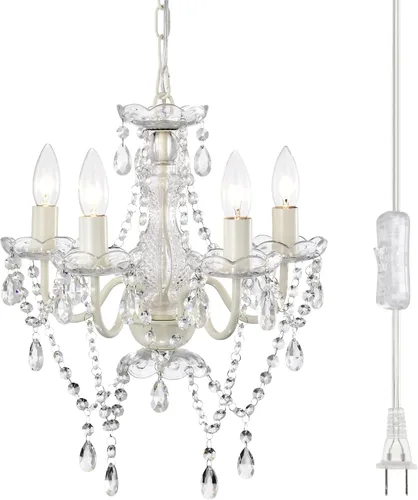 Vista 8 de Alighting Candelabro pequeño negro con 4 luces para enchufar, candelabros de cristal para comedor