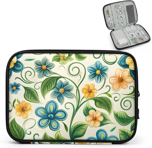 Vista 23 de Flowers Electronics - Funda organizadora de viaje, accesorios tecnológicos, bolsa de almacenamiento de cables para cables, cargador, teléfono, disco